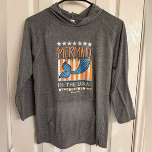 Itsa Girl Thing Women’s Mermaid In The USA Hoodie Thin Lightweight Size Large